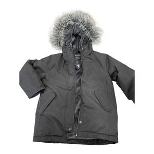 Wantdo Kids Black Hooded Winter Parka Jacket with Faux Fur Trim Size 6-7